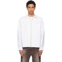 Merz b. Schwanen White Modern-Cut Cotton Oxford Long Sleeve Shirt 261328M192000