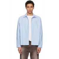 Merz b. Schwanen Blue Modern-Cut Cotton Oxford Long Sleeve Shirt 261328M192001