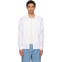 Merz b. Schwanen White Relaxed Linen Long Sleeve Shirt 261328M192004