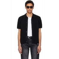 Merz b. Schwanen Black 1961 Ribbed Cotton Knit Shirt 261328M192007