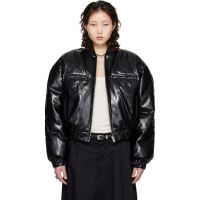 LUU DAN Black Riot Faux-Leather Bomber Jacket 261331F064002