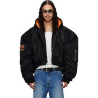 LUU DAN Black Distorted MA1 Bomber Jacket 261331M175000