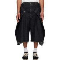 LUU DAN Black Denim Maxi Shorts 261331M193004