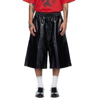 LUU DAN Black BBall Faux-Leather Shorts 261331M193008