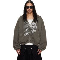 LUU DAN Gray Wadded Hoodie 261331M202001