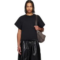 LUU DAN Black Wadded Pocket T-shirt 261331M213008