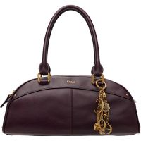 Burgundy Soft Leather Chloe Bowling Bag 261338F046007