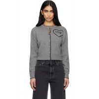 Chloe Gray Fitted Logo Cardigan 261338F095000