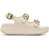 Chloe Beige Nama Wedge Sandals 261338F124001