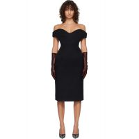 Mugler Black Sculptural Midi Dress 261345F054000