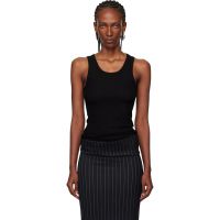Mugler Black Ribbed Tank Top 261345F111000