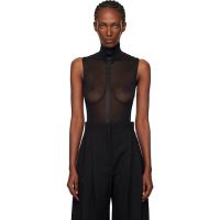 Mugler Black Sleeveless Tuxedo Bodysuit 261345F358000