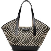 Marni Black & White Raffia-Effect Waves Small Tote 261379F049001