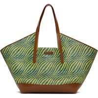 Marni Green & Blue Raffia-Effect Waves Tote 261379F049005