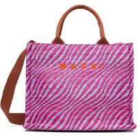 Marni Pink Raffia-Effect Small Tote 261379F049008