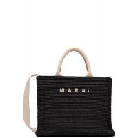 Marni Black Raffia-Effect Small Tote 261379F049010