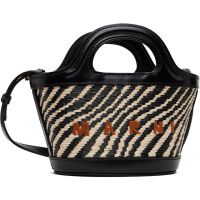 Marni Black & White Wavy Raffia-Effect Tropicalia Micro Tote 261379F049015