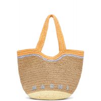 Marni Beige & Orange Paper Raffia Seaside Tote 261379F049021
