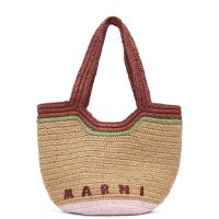Marni Beige & Red Paper Raffia Seaside Tote 261379F049022