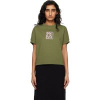 Green Marni Logo Flame Print Jersey T-shirt 261379F110004