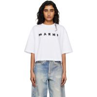 White Jersey Marni Scribbled Logo T-shirt 261379F110006