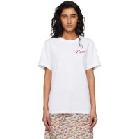 White Cotton Flocked Marni Logo T-shirt 261379F110011