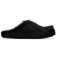 Marni Black Long Hair Calfskin Fussbett Sabot Loafers 261379F121008