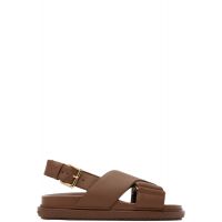 Marni Brown Leather Fussbett Sandals 261379F124009