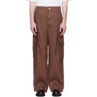 Brown Marni Wave Logo Ramie Cargo Pants 261379M188001
