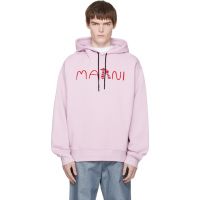 Pink Flocked Marni Animal Alphabet Logo Hoodie 261379M202001