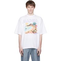 White Cotton Marni Beach Postcard Print T-shirt 261379M213006