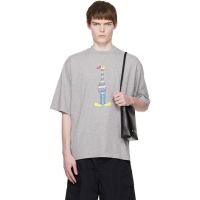 Gray Cotton Marni Animal Alphabet I Print T-shirt 261379M213007