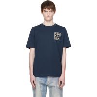 Navy Cotton Marni Frame Logo Print T-shirt 261379M213016