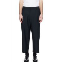 Maison Kitsune Navy Cropped Pleated Trousers 261389M191000