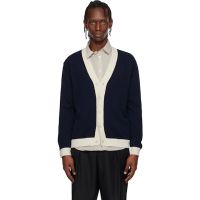 Maison Kitsune Navy Contrasted Cotton Comfort Cardigan 261389M200003