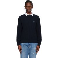 Maison Kitsune Navy Fox Head Cotton Ribbed Sweater 261389M201005