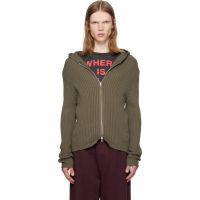 Silas Khaki Knit Hoodie 261399M202000