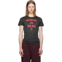Silas Black Slogan T-shirt 261399M213002