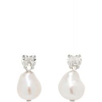 Simone Rocha Faux-Pearl Heart Crystal Stud Earrings 261405F022002