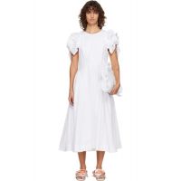 Simone Rocha White Rose Puff Sleeve Hip Midi Dress 261405F054003