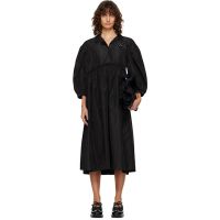 Simone Rocha Black Embellished Signature Smock Shirt Midi Dress 261405F054009