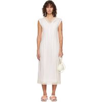 Simone Rocha White & Beige Layered Liquid Lace Trim Midi Dress 261405F054014