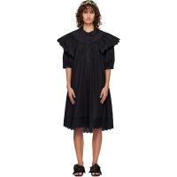 Simone Rocha Black Puff Sleeve Ruffle Frill Trim Shirt Midi Dress 261405F054015