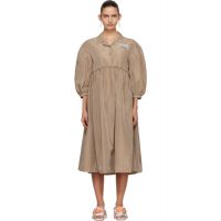 Simone Rocha Tan Embellished Signature Smock Shirt Midi Dress 261405F054016