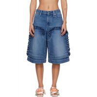 Simone Rocha Blue Ruffle Frill Denim Board Shorts 261405F088006