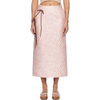 Simone Rocha Pink Quilted Offset Pencil Midi Skirt 261405F092006