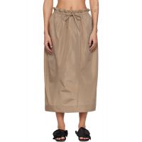 Simone Rocha Tan Gathered Waist Tulip Midi Skirt 261405F092015