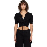 Simone Rocha Black Cropped Cashmere Cardigan 261405F095000