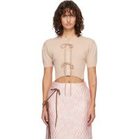 Simone Rocha Beige Cropped Cashmere Cardigan 261405F095001