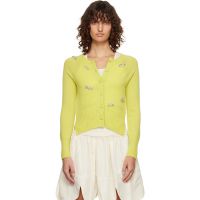Simone Rocha Green Turbo Embellished Relaxed Cashmere Cardigan 261405F095003